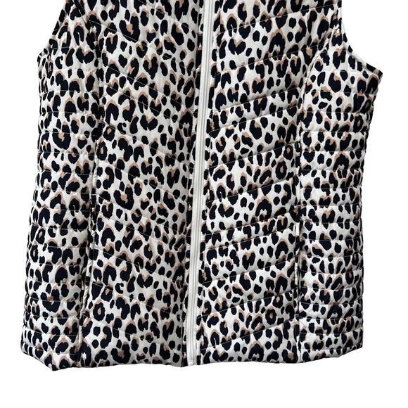 Kim Rogers Leopard Print Quilted Puffer Vest Zip Front Women’s Medium - Picture 4 of 8